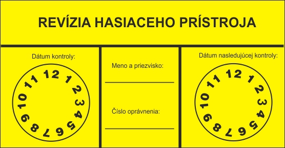 Revízny štítok o vykonaní kontroly hasiaceho prístroja Revízny štítok o vykonaní kontroly hasiaceho prístroja