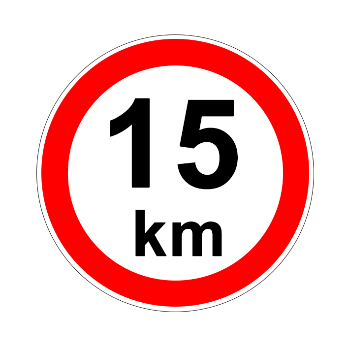 Maximálna povolená rýchlosť 15 Maximálna povolená rýchlosť 15