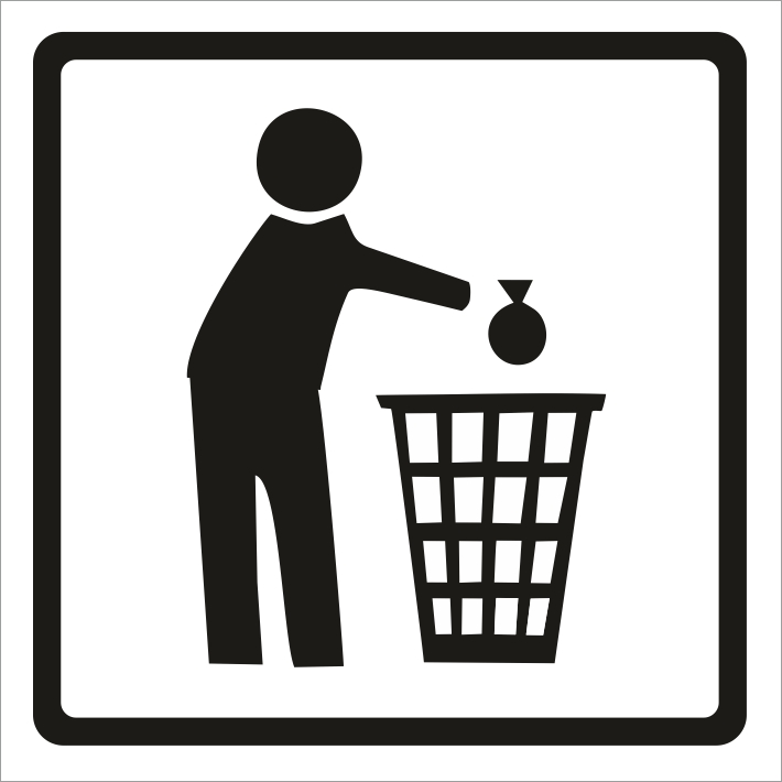 Piktogram odpadkový kôš, štvorec Piktogram odpadkový kôš, štvorec