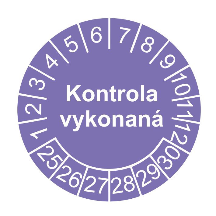 Štítok Kontrola vykonaná rok 25-30 Štítok Kontrola vykonaná rok 25-30