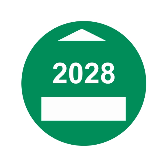 Kontrolný a kalibračný štítok 2028 - vlastný text Kontrolný a kalibračný štítok 2028 - vlastný text
