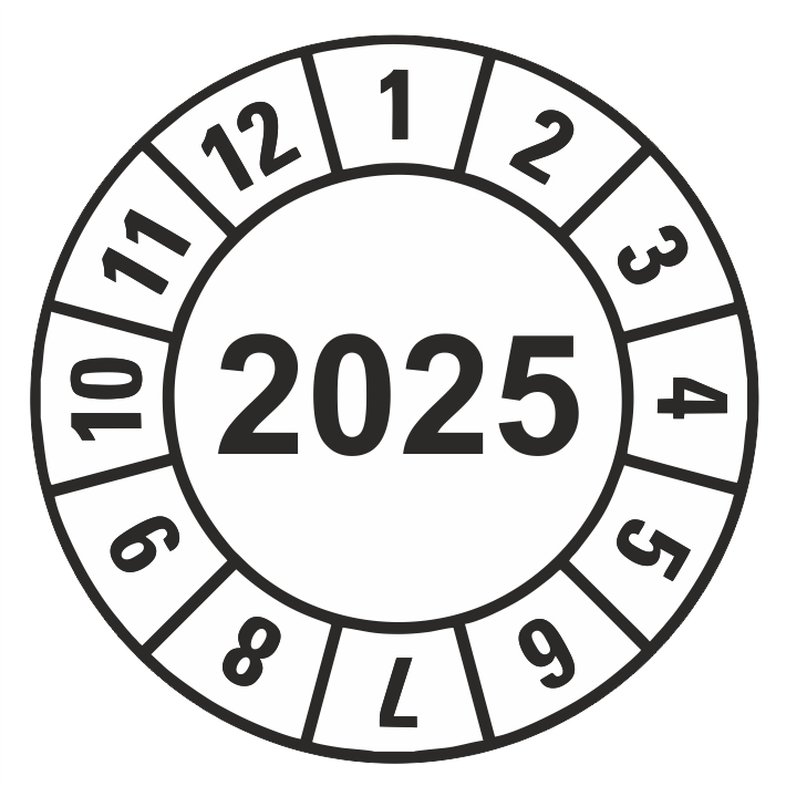 Kontrolný a kalibračný štítok rok 2025 Kontrolný a kalibračný štítok rok 2025