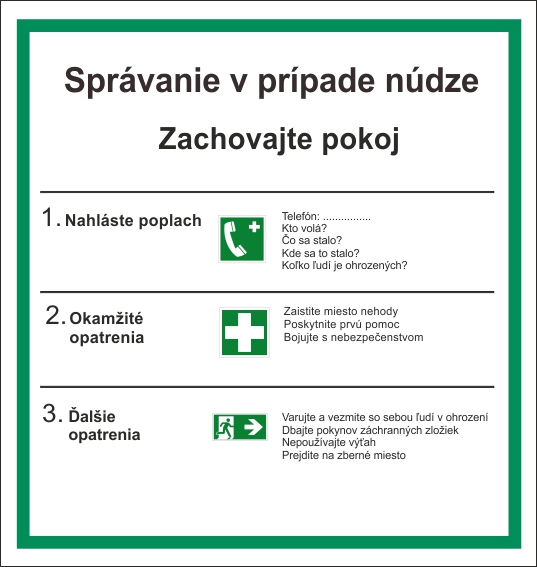 Správanie v prípade núdze Správanie v prípade núdze