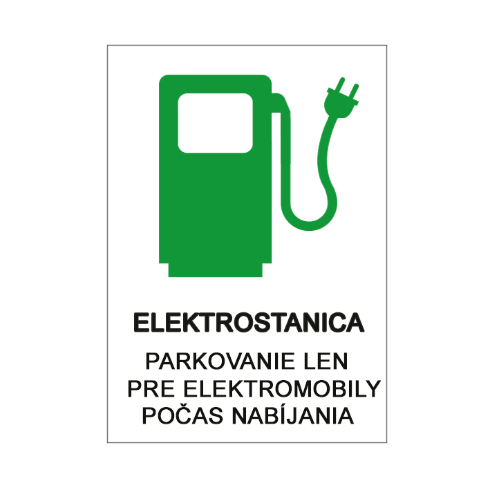 Tabuľka pre označenie parkovacieho miesta elektrostanice Tabuľka pre označenie parkovacieho miesta elektrostanice
